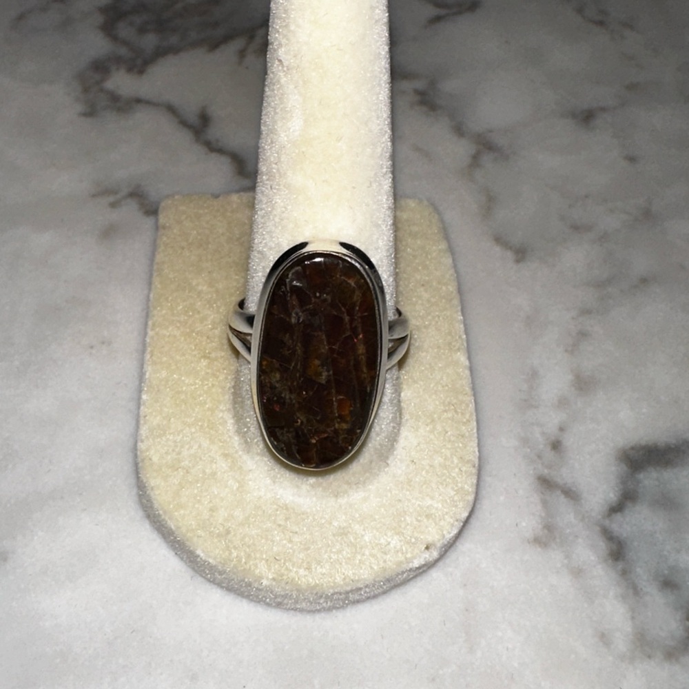 Sterling Silver and Natural Amolite Ring